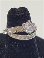 925 Silver Fancy Cocktail Ring CZ Stones
