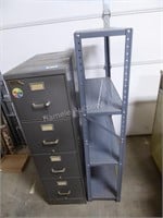 4 drawer file cabinet & metal shelving unit