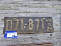 1924 Wis license plate