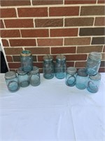 Collection of blue Ball jars