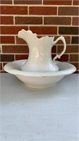 Antique large white pitcher & bowl