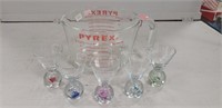 Pyrex 8 Cup Glass Measuring Cup & 5 Shot Glasses