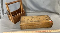 Vintage Wood Tool Chest & Bottle Carrier