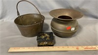 Spittoon, Cooper Pail, Chinese Box (Missing Key)