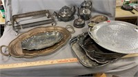 Various Vintage Metal Serving Pieces