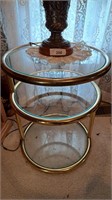 Metal and glass end table. Approximately 28