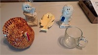 Statues,  turkey candy dish, spoon rest