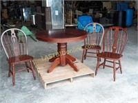 Wooden 42" Round Dining Table & 3 Chairs