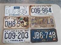6 Assorted Kentucky License Plates