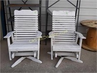 2 Outdoor Wooden Swivel Glider Rockers