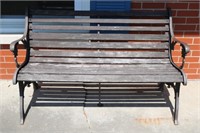 Wrought Iron and Wood Outdoor Garden Bench