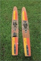 Vintage Ebonite Wooden Water Skis