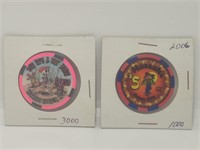 Two collectible Casino Chips, HARRAHS 2006
