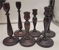 Wooden hand turned candle sticks.