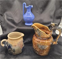 Ceramic and clay pitchers. 8",6" & 4½"