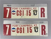 Two Vintage Ft. Campbell KY. Motorcycle Plates