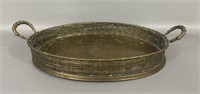 Oval Brass Basket Weave Serving Platter