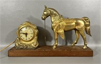 Vintage United Valiant Horse Mantel Clock