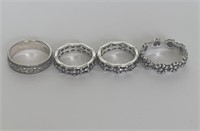 (4) Sterling Silver Rings