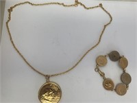 Churchill Necklace & Coin Bracelet