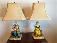 Pair of Figurine Lamps Man and Woman Ceramic lamps