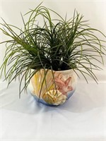 Shell Flower pot with Faux plant