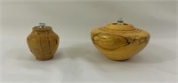 2 Wooded Mini oil lamps
