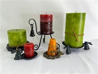Lot of 5 candles with holders