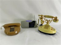 2 Vintage Phones, Radio/alarm clock weather radio
