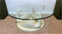 Glass top coffee table/Swan design 40" (w)