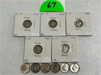 (5) Mercury and (6) Roosevelt Silver Dimes