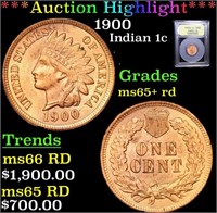***Auction Highlight*** 1900 Indian Cent 1c Graded