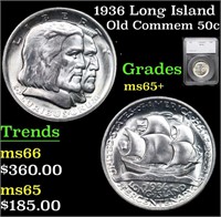 1936 Long Island Old Commem Half Dollar 50c Graded
