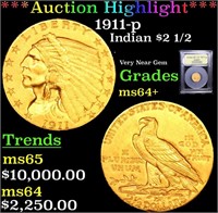 ***Auction Highlight*** 1911-p Gold Indian Quarter