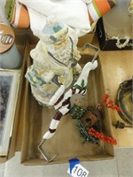 Santa statue, snowman wreath hook, decor