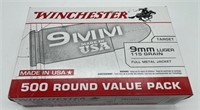 (500) Rounds 9mm, Winchester 115 Gr. FMJ