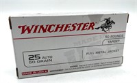 (50) Rounds 25 Auto, Winchester  FMJ