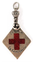 IMPERIAL RUSSIAN 84 SILVER RED CROSS JETON PENDANT
