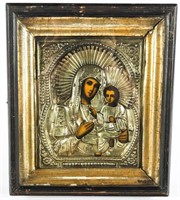 RUSSIAN ICON OF OUR LADY OF KAZAN WITH SHADOW BOX