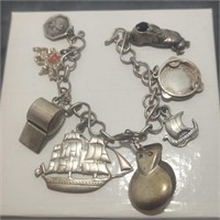 VTG Silver/ 830/ 925 Charm Bracelet, Mexico Silver