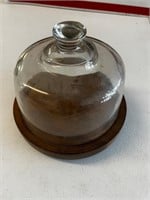 Vintage Cheese Plate Glass Dome