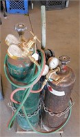 Oxygen/ Acetylene Tanks And Torch On Cart
