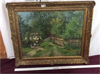 Antique Signed Original Oil On Canvas