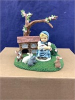 Hummel Hopping Into Spring Scene & Girl Statue