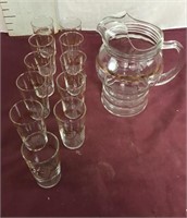 Vintage Pitcher And Glass Set, Oil Lamp Etc.