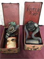 Two Vintage Gas Mask In Cases**** For Display Only