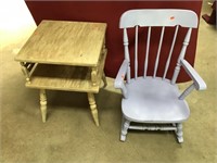 Solid Wood Child's Rocker, Side Table