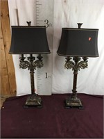 Ornate Pair Of Metal Lamps