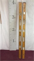 Two Vintage American Wood/Brass Levels