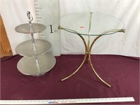 Aluminum Tiered Server, Small Glass/Brass Table
